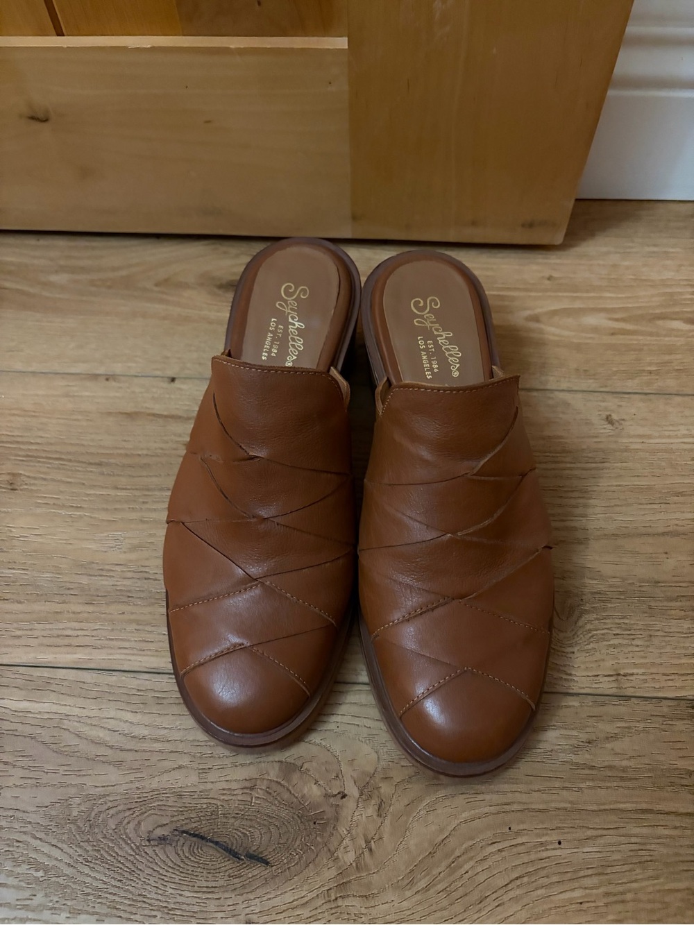 Seychelles Tan Brown Leather Slip-On Mules